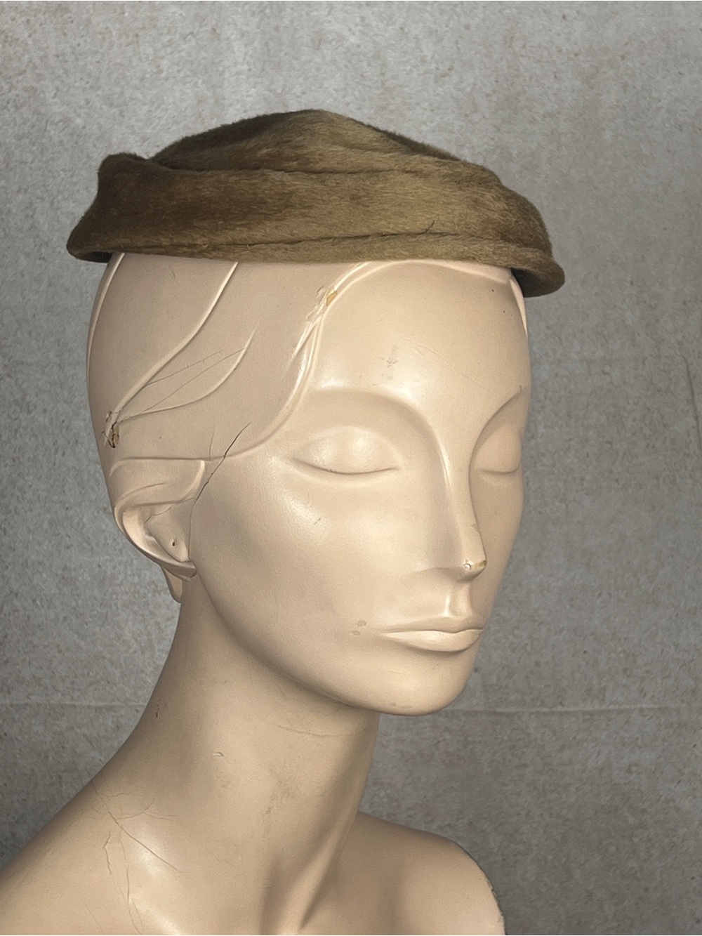 Vintage 50s I.Magnin/Soleil Glacé Round Brown Felt Hat/Fascinator